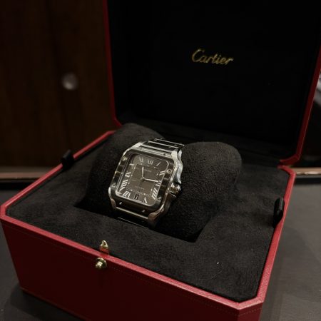 cartier santos wssa0037 cadran gris lunette adlc noir